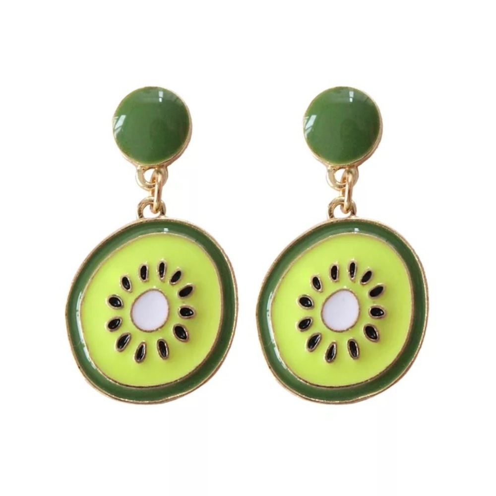 tropical cut kiwi fruit earrings